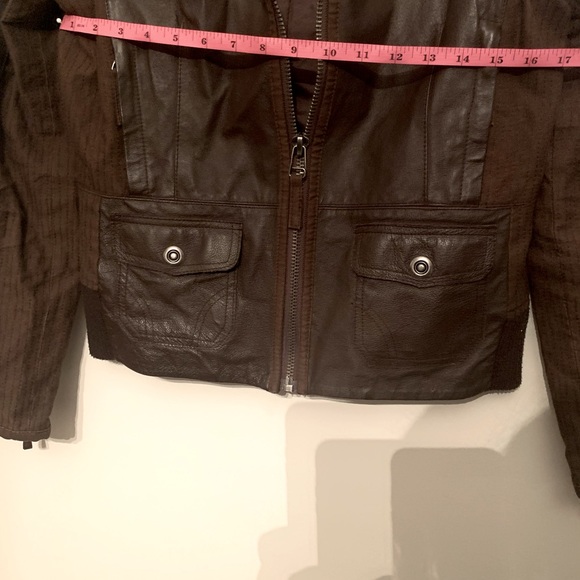 Fitted Brown Leather Jacket, size Large - Picture 6 of 7